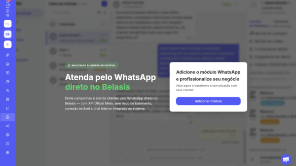 Plataforma da Belasis integrou a API oficial do WhatsApp Business ao seu sistema.