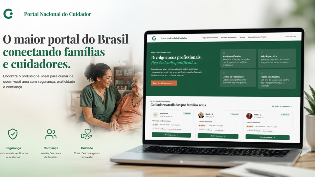 Portal Nacional do Cuidador conecta famílias e cuidadores para facilitar a busca por profissionais especializados.