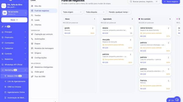 Lançamento do CRM nativo integrado à plataforma Belasis, voltado ao setor de beleza e bem-estar, com foco em vendas e retenção.